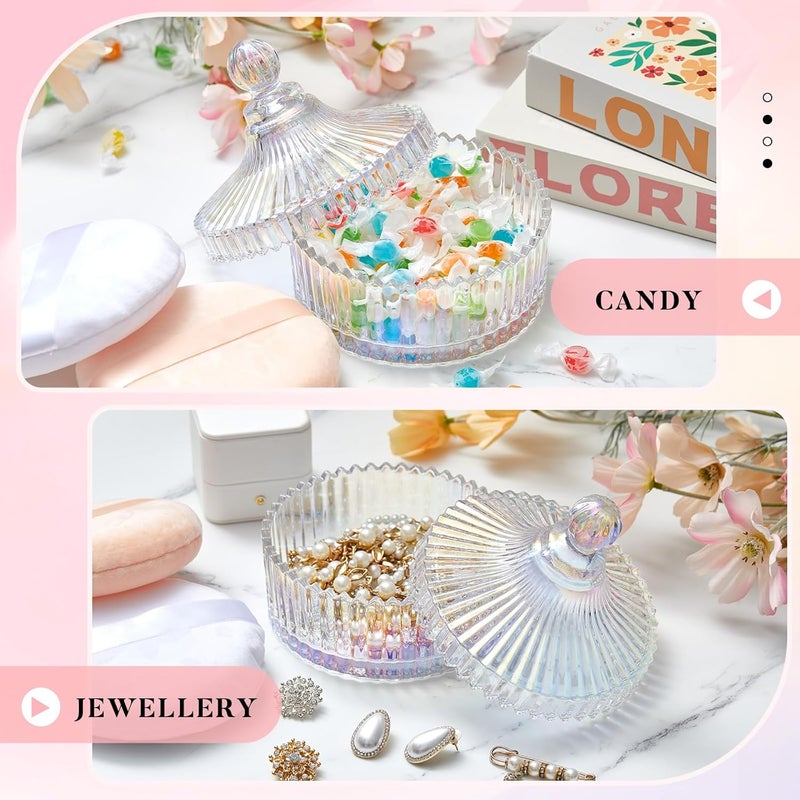 Tioncy 3 Pcs Extra Large Body Powder Puff and Container 5.43'' Glass Body Container with 5.12'' Powder Puff Glass Jar for Women's Talcum(Dazzling) - Image 5